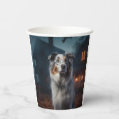 Australian Shepherd Halloween Scary Papieren Bekers (Achterkant)