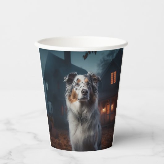 Australian Shepherd Halloween Scary Papieren Bekers (Voorkant)