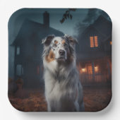 Australian Shepherd Halloween Scary Papieren Bordje (Voorkant)