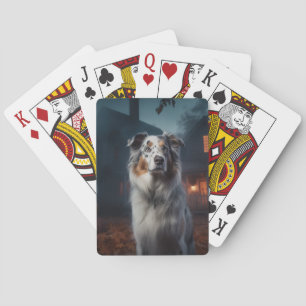 Australian Shepherd Halloween Scary Pokerkaarten