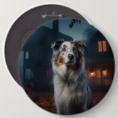 Australian Shepherd Halloween Scary Ronde Button 6,0 Cm (Voorkant /achterkant)