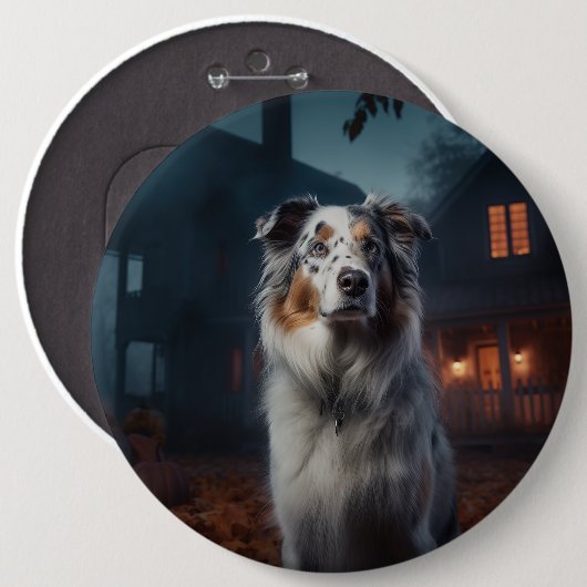 Australian Shepherd Halloween Scary Ronde Button 6,0 Cm (Voorkant /achterkant)