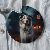 Australian Shepherd Halloween Scary Ronde Button 6,0 Cm (In situ)