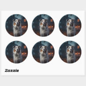Australian Shepherd Halloween Scary Ronde Sticker (Vel)