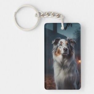 Australian Shepherd Halloween Scary Sleutelhanger