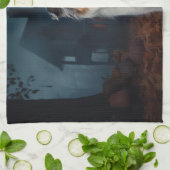 Australian Shepherd Halloween Scary Theedoek (Gevouwen)