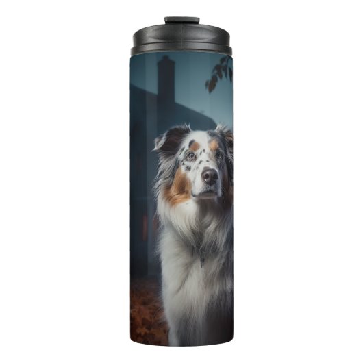 Australian Shepherd Halloween Scary Thermosbeker (Voorkant)