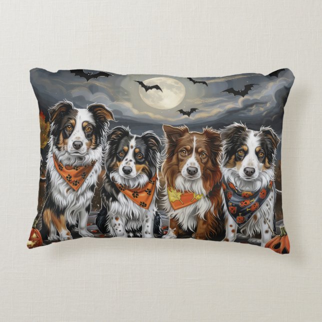 Australian Shepherd Halloween Spooky Accent Kussen (Achterkant)