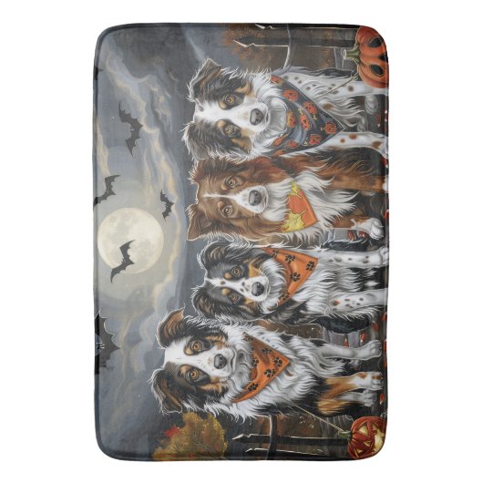 Australian Shepherd Halloween Spooky Badmat (Voorkant Verticaal)