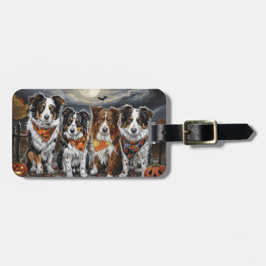 Australian Shepherd Halloween Spooky Bagagelabel (Voorkant horizontaal)