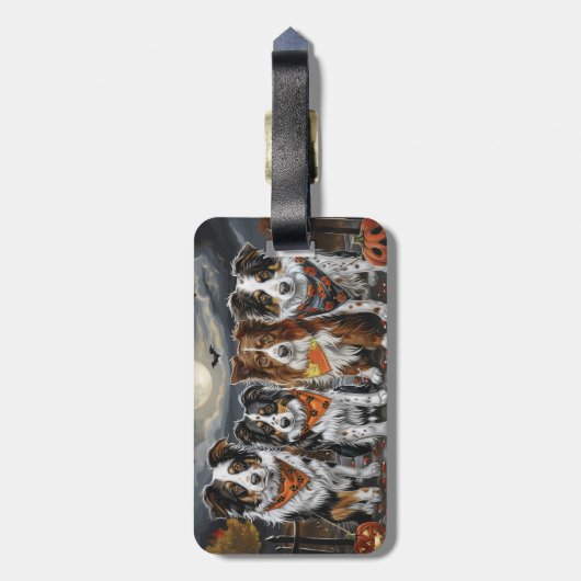 Australian Shepherd Halloween Spooky Bagagelabel (Achterkant verticaal)