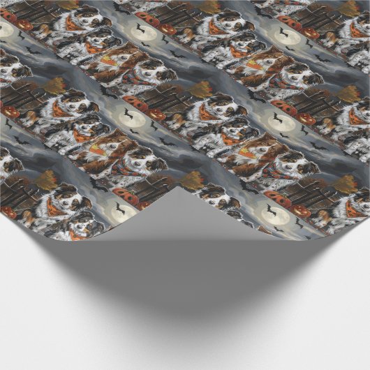 Australian Shepherd Halloween Spooky Cadeaupapier (Hoek)