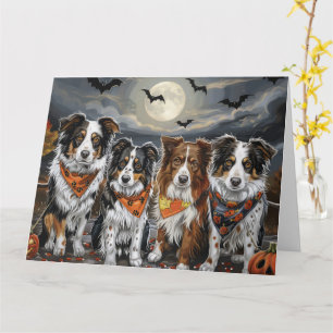 Australian Shepherd Halloween Spooky Kaart