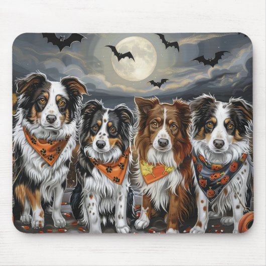 Australian Shepherd Halloween Spooky Muismat (Voorkant)