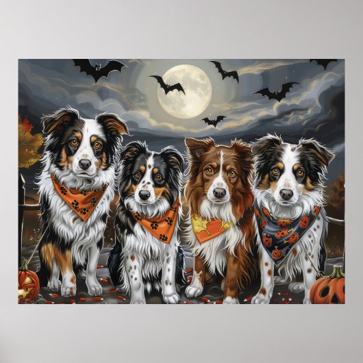 Australian Shepherd Halloween Spooky Poster (Voorkant)