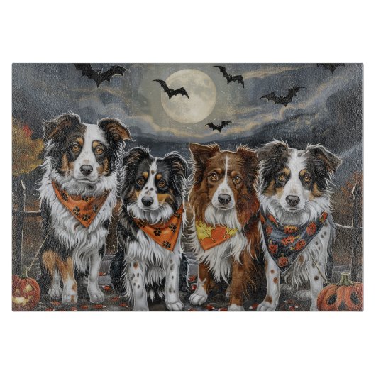 Australian Shepherd Halloween Spooky Snijplank (Voorkant)
