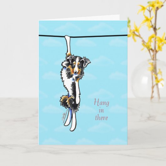 Australian Shepherd Hang in daar Aanmoediging Kaart (Gele Bloem)