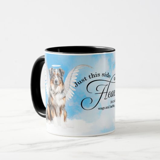 Australian Shepherd Heaven Personalized Memorial Mok (Voorkant links)