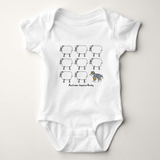 Australian Shepherd Herding Sheep Baby Creeper Romper (Voorkant)