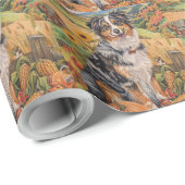 Australian Shepherd Herfst Oogst Thanksgiving Cadeaupapier (Rol Hoek)