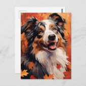 Australian Shepherd Herfst Thanksgiving Briefkaart (Voorkant / Achterkant)