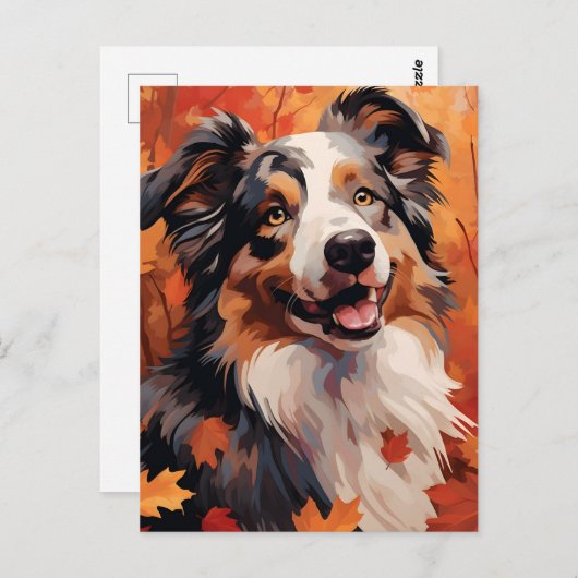 Australian Shepherd Herfst Thanksgiving Briefkaart (Voorkant / Achterkant)