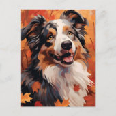 Australian Shepherd Herfst Thanksgiving Briefkaart (Voorkant)