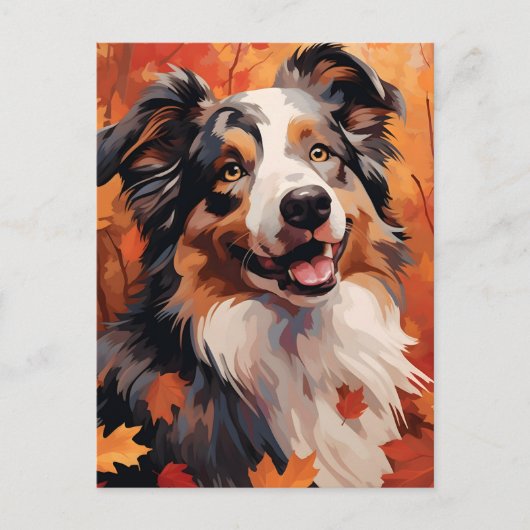 Australian Shepherd Herfst Thanksgiving Briefkaart (Voorkant)