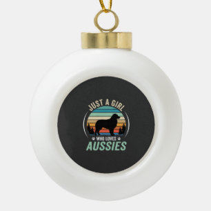 Australian Shepherd Hondenliefhebber Retro Zonsond Keramische Bal Ornament