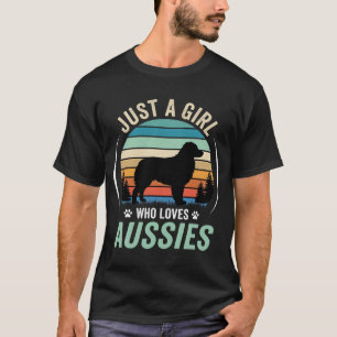 Australian Shepherd Hondenliefhebber Retro Zonsond T-shirt