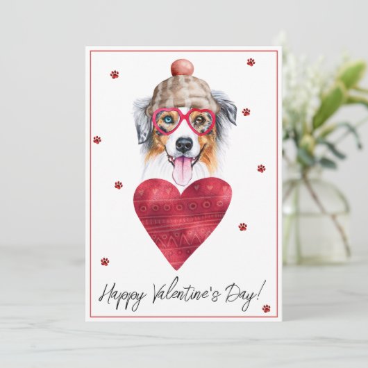 Australian Shepherd Hondenliefhebber Valentijn Gif Feestdagenkaart (Staand voorkant)