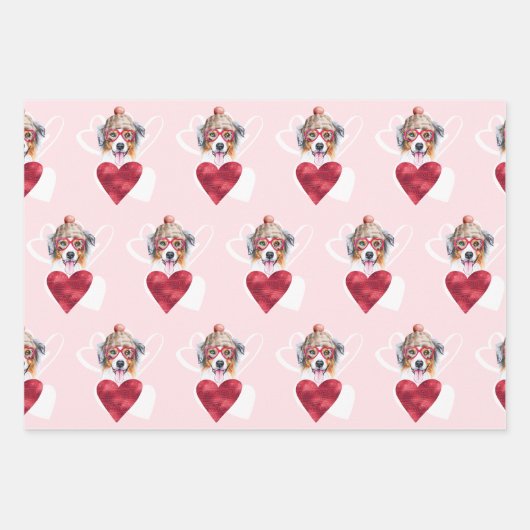 Australian Shepherd Hondenliefhebber Valentijns Gi Inpakpapier Vel (Voorkant 2)