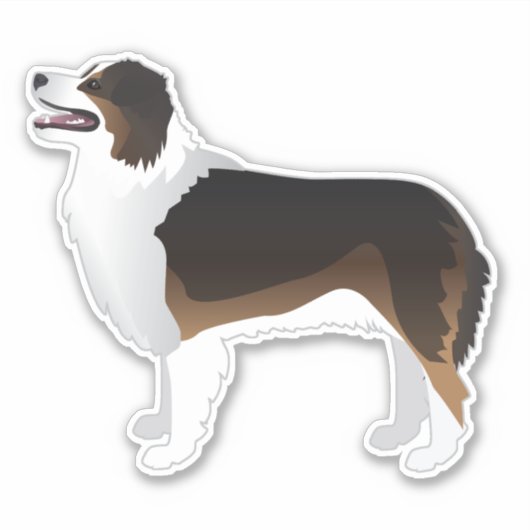 Australian Shepherd Hondenras Side Uitzicht Silhou Sticker (Voorkant)