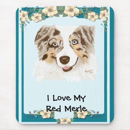 Australian Shepherd - Ik hou van mijn Rode Merle Muismat (Voorkant)