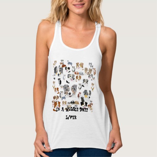 Australian Shepherd "I'ma Wiggle-bit Lover" Tanktop (Voorkant)
