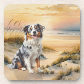 Australian Shepherd in a Beach Cove Bier Onderzetter (Voorkant)