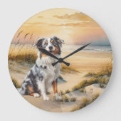 Australian Shepherd in a Beach Cove Grote Klok (Voorkant)