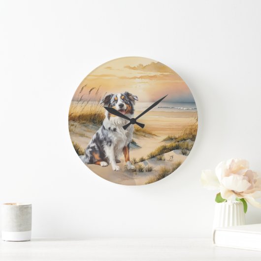 Australian Shepherd in a Beach Cove Grote Klok (Huis)
