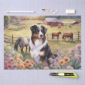 Australian Shepherd in een rustieke omgeving Decou Tissuepapier (Craft)