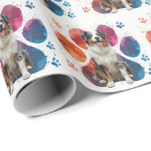 Australian Shepherd in een voetafdruk Cadeaupapier (Rol Hoek)