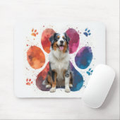 Australian Shepherd in een voetafdruk Muismat (Met muis)