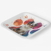 Australian Shepherd in een voetafdruk Papieren Bordje (Gebogen)