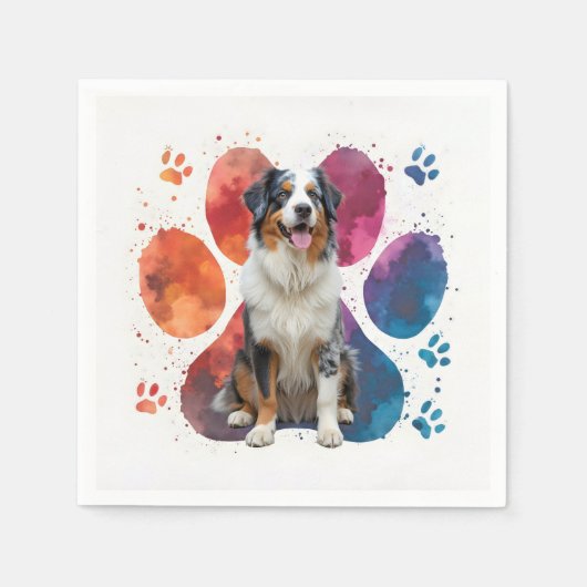Australian Shepherd in een voetafdruk Servet (Voorkant)