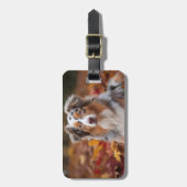Australian Shepherd in herfstbladeren val inspirer Bagagelabel (Voorkant verticaal)