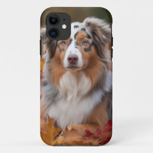 Australian Shepherd in herfstbladeren val inspirer Case-Mate iPhone Case