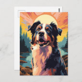 Australian-Shepherd in het bos tijdens zonsonderga Briefkaart (Voorkant / Achterkant)