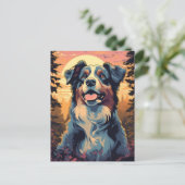 Australian-Shepherd in het bos tijdens zonsonderga Briefkaart (Staand voorkant)