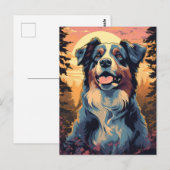 Australian-Shepherd in het bos tijdens zonsonderga Briefkaart (Voorkant / Achterkant)