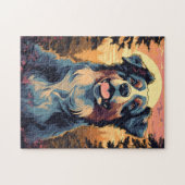Australian-Shepherd in het bos tijdens zonsonderga Legpuzzel (Horizontaal)