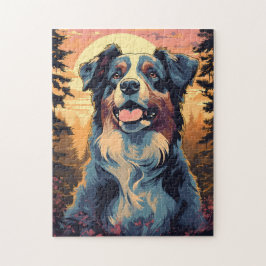 Australian-Shepherd in het bos tijdens zonsonderga Legpuzzel